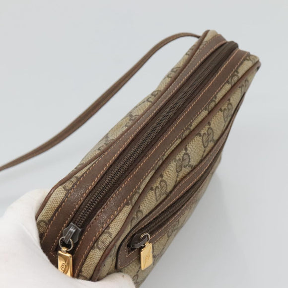 GUCCI GG Supreme Shoulder Bag PVC Beige Gold Auth SW844