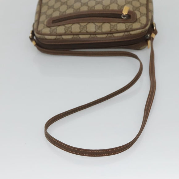 GUCCI GG Supreme Shoulder Bag PVC Beige Gold Auth SW844
