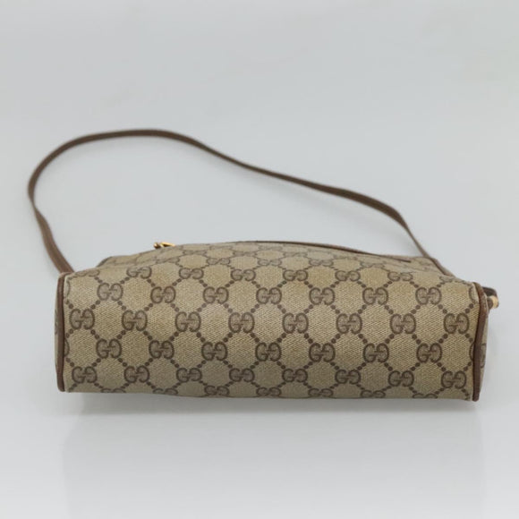 GUCCI GG Supreme Shoulder Bag PVC Beige Gold Auth SW844