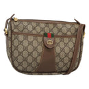 GUCCI GG Supreme Web Sherry Line Bag PVC Beige Gold 001 754 6177 Auth SW845-1