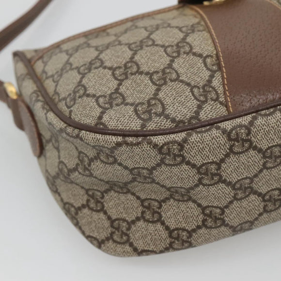 GUCCI GG Supreme Web Sherry Line Bag PVC Beige Gold 001 754 6177 Auth SW845