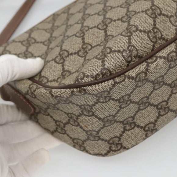 GUCCI GG Supreme Web Sherry Line Bag PVC Beige Gold 001 754 6177 Auth SW845