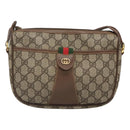 GUCCI GG Supreme Web Sherry Line Bag PVC Beige Gold 001 754 6177 Auth SW845-13