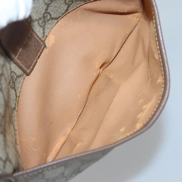 GUCCI GG Supreme Web Sherry Line Bag PVC Beige Gold 001 754 6177 Auth SW845