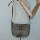 GUCCI GG Supreme Web Sherry Line Bag PVC Beige Gold 001 754 6177 Auth SW845-22