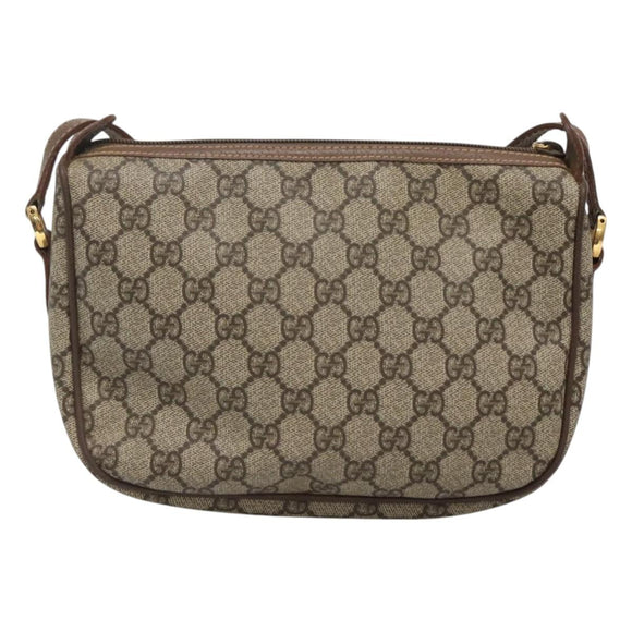 GUCCI GG Supreme Web Sherry Line Bag PVC Beige Gold 001 754 6177 Auth SW845