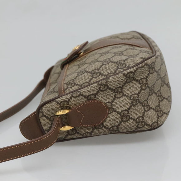 GUCCI GG Supreme Web Sherry Line Bag PVC Beige Gold 001 754 6177 Auth SW845