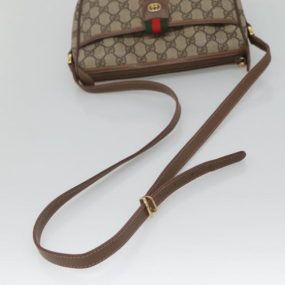 GUCCI GG Supreme Web Sherry Line Bag PVC Beige Gold 001 754 6177 Auth SW845