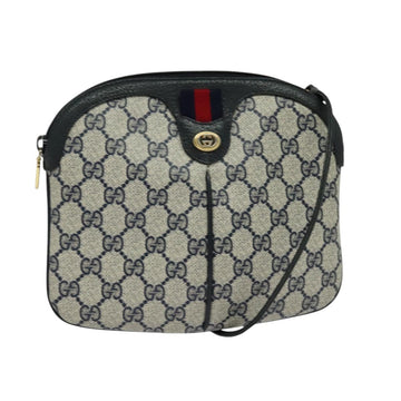 GUCCI GG Supreme Sherry Line Shoulder Bag PVC Navy Gold 904 02 047 Auth SW846