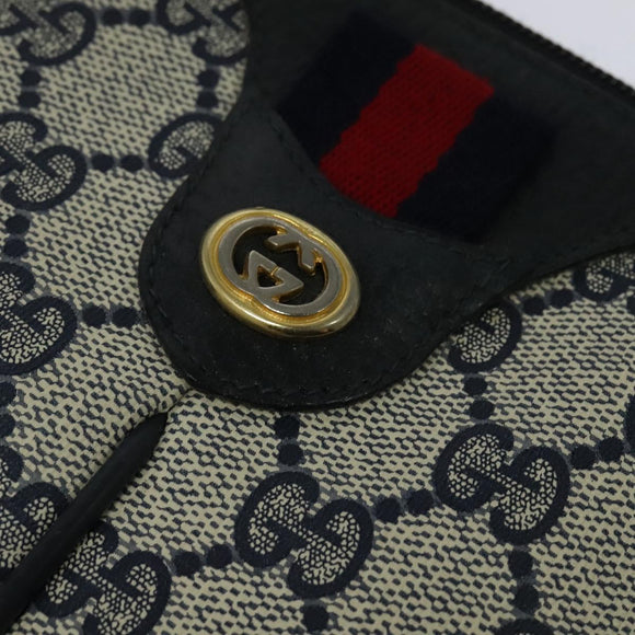 GUCCI GG Supreme Sherry Line Shoulder Bag PVC Navy Gold 904 02 047 Auth SW846