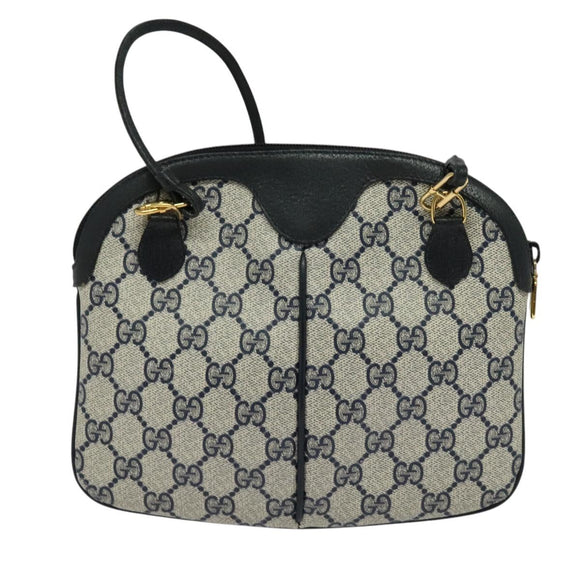 GUCCI GG Supreme Sherry Line Shoulder Bag PVC Navy Gold 904 02 047 Auth SW846