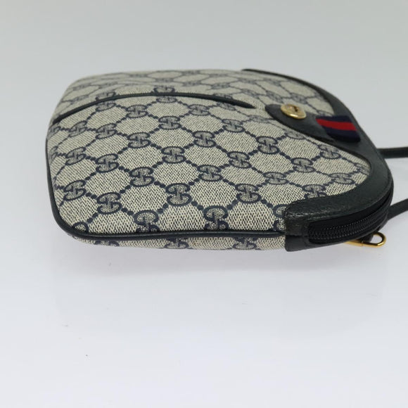 GUCCI GG Supreme Sherry Line Shoulder Bag PVC Navy Gold 904 02 047 Auth SW846