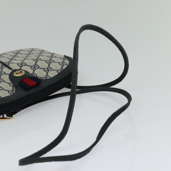 GUCCI GG Supreme Sherry Line Shoulder Bag PVC Navy Gold 904 02 047 Auth SW846