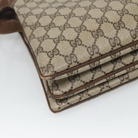 GUCCI GG Supreme Web Sherry Line Shoulder Bag PVC Beige Gold Auth SW849