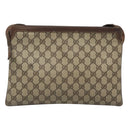 GUCCI GG Supreme Web Sherry Line Shoulder Bag PVC Beige Gold Auth SW849-3