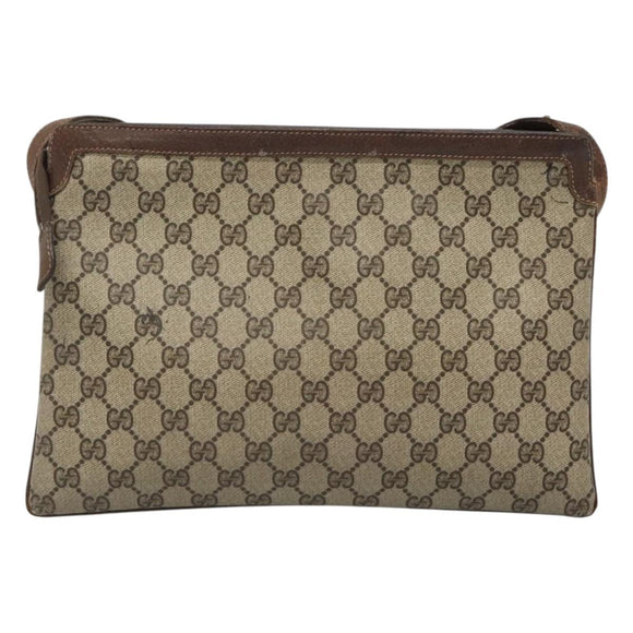 GUCCI GG Supreme Web Sherry Line Shoulder Bag PVC Beige Gold Auth SW849