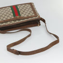 GUCCI GG Supreme Web Sherry Line Shoulder Bag PVC Beige Gold Auth SW849-7