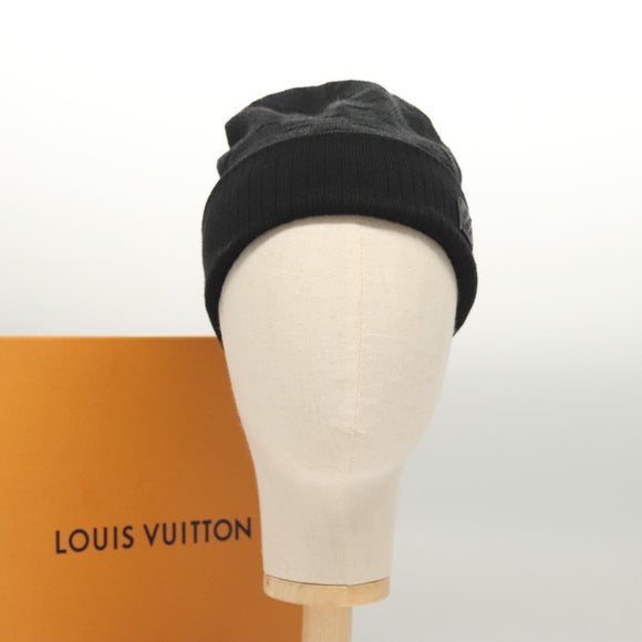 LOUIS VUITTON Knitted Fabrics Beanie Neopti Damier Hat Wool Black M77983 Auth SW875