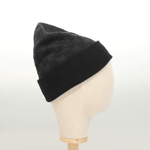 LOUIS VUITTON Knitted Fabrics Beanie Neopti Damier Hat Wool Black M77983 Auth SW875