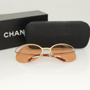 CHANEL Sunglasses metal Orange CC Auth SW927-10