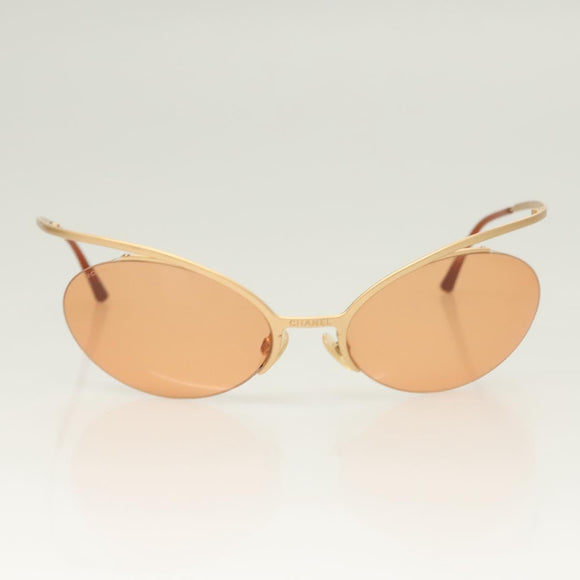CHANEL Sunglasses metal Orange CC Auth SW927