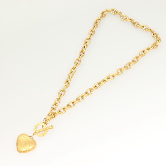 GIVENCHY Heart Necklace metal Gold Auth SW944