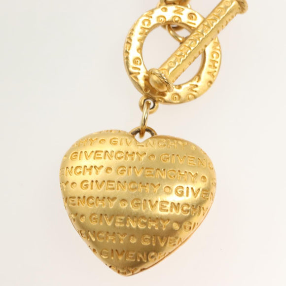 GIVENCHY Heart Necklace metal Gold Auth SW944