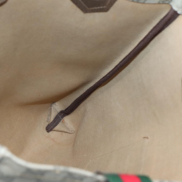 GUCCI GG Supreme Web Sherry Line Tote Bag PVC Beige Red Green Auth SW957