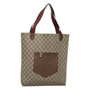 GUCCI GG Supreme Web Sherry Line Tote Bag PVC Beige Red Green Auth SW957-1