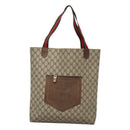 GUCCI GG Supreme Web Sherry Line Tote Bag PVC Beige Red Green Auth SW957-13