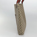 GUCCI GG Supreme Web Sherry Line Tote Bag PVC Beige Red Green Auth SW957-4