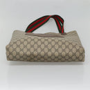 GUCCI GG Supreme Web Sherry Line Tote Bag PVC Beige Red Green Auth SW957-5