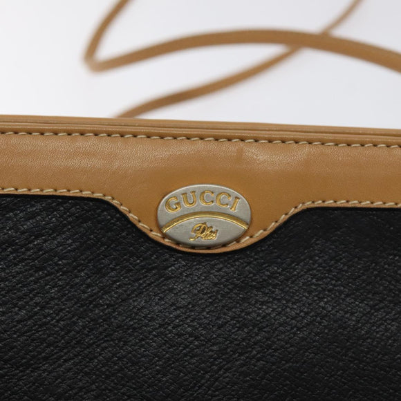 GUCCI Shoulder Bag Leather Black Auth SW966