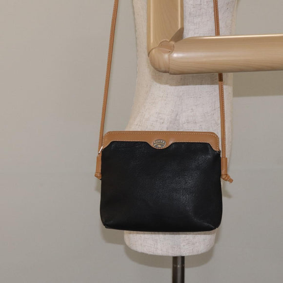 GUCCI Shoulder Bag Leather Black Auth SW966