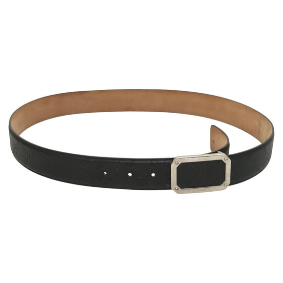 GUCCI GG Canvas Guccissima Belt Leather 40.9"" Black Auth SW970