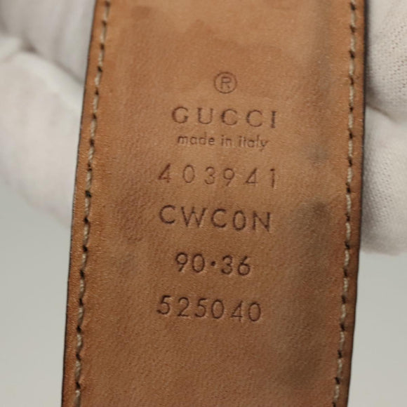 GUCCI GG Canvas Guccissima Belt Leather 40.9"" Black Auth SW970