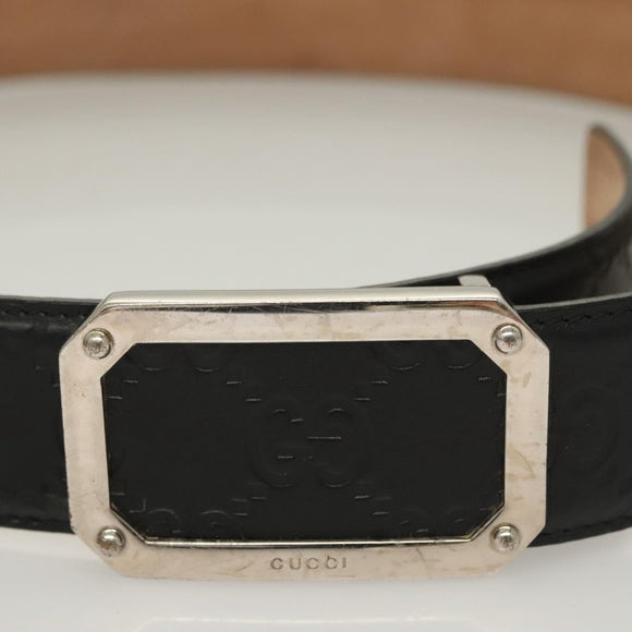 GUCCI GG Canvas Guccissima Belt Leather 40.9"" Black Auth SW970