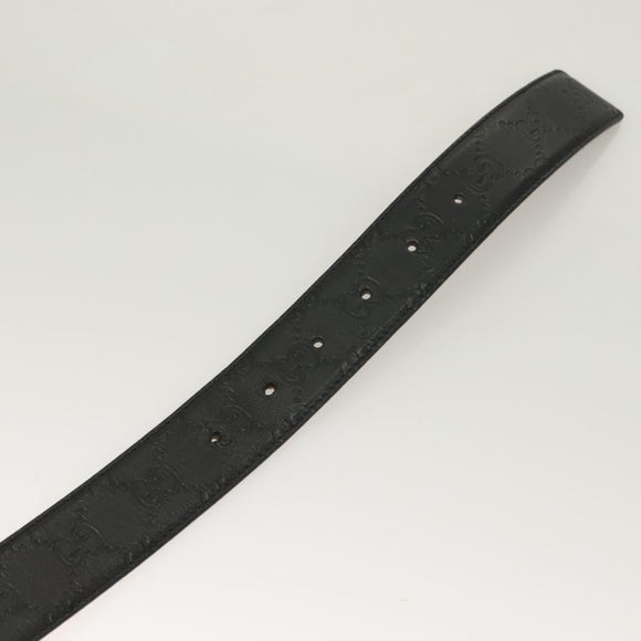 GUCCI GG Canvas Guccissima Belt Leather 40.9"" Black Auth SW970