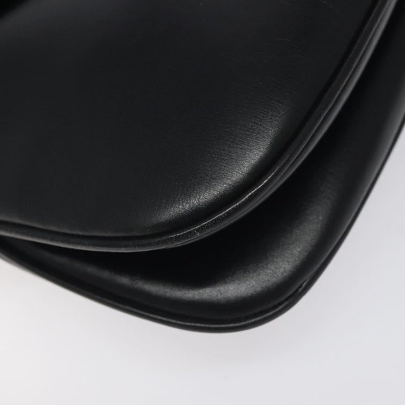 GUCCI Shoulder Bag Leather Black Gold Auth SW972