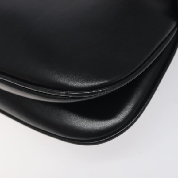 GUCCI Shoulder Bag Leather Black Gold Auth SW972