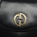 GUCCI Shoulder Bag Leather Black Gold Auth SW972-14