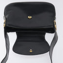 GUCCI Shoulder Bag Leather Black Gold Auth SW972-15