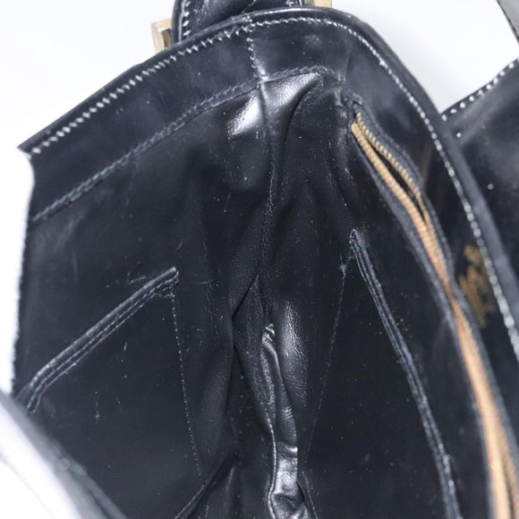 GUCCI Shoulder Bag Leather Black Gold Auth SW972