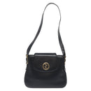 GUCCI Shoulder Bag Leather Black Gold Auth SW972-2