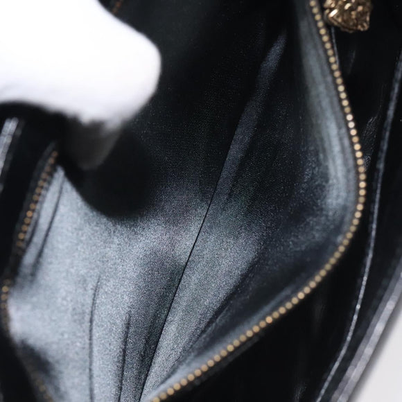 GUCCI Shoulder Bag Leather Black Gold Auth SW972