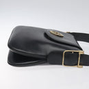 GUCCI Shoulder Bag Leather Black Gold Auth SW972-4