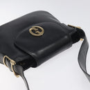 GUCCI Shoulder Bag Leather Black Gold Auth SW972-6