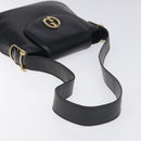 GUCCI Shoulder Bag Leather Black Gold Auth SW972-7