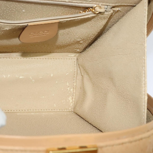 GUCCI Hand Bag Leather 2way Beige Gold 000 781 0235 Auth SW973