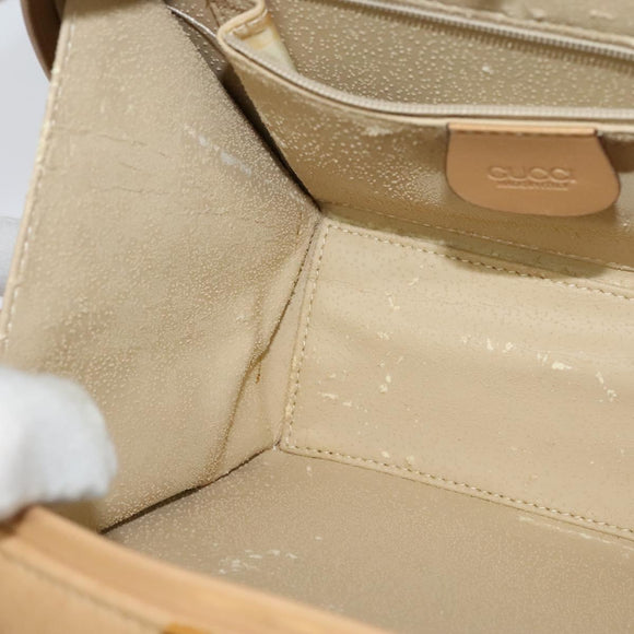 GUCCI Hand Bag Leather 2way Beige Gold 000 781 0235 Auth SW973
